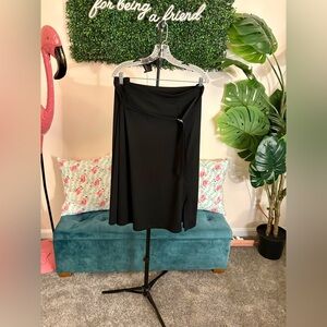 Eloquii Black A-Line Belted Skirt with Side Split